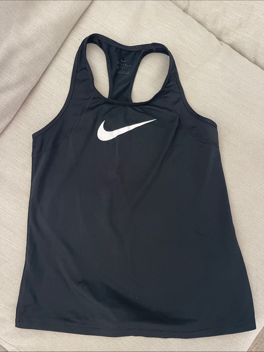 Nike Black Racerback Performance Tank with White Swoosh